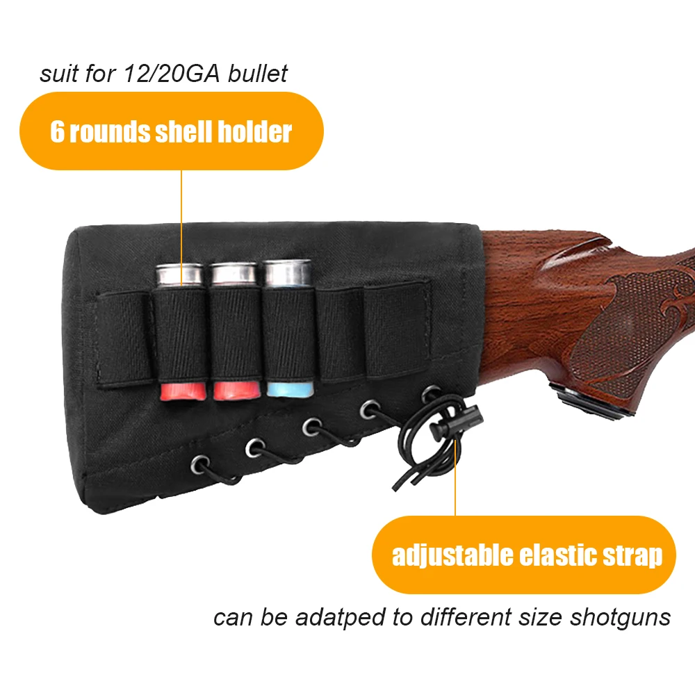 Bolsa de munición táctica de 6 rondas, soporte de cartucho de pistola de Rifle, botonadura, cubierta de descanso de mejillas, soporte de carcasa de escopeta, accesorios de caza - imagen 2