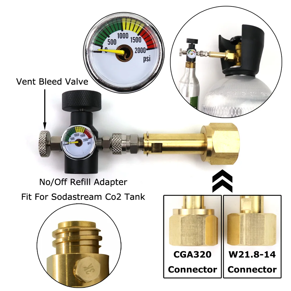 Adaptador de recarga de tanque de cilindro de Co2, Soda & Stream, W21.8-14 CGA320 o estación de llenado, nuevo