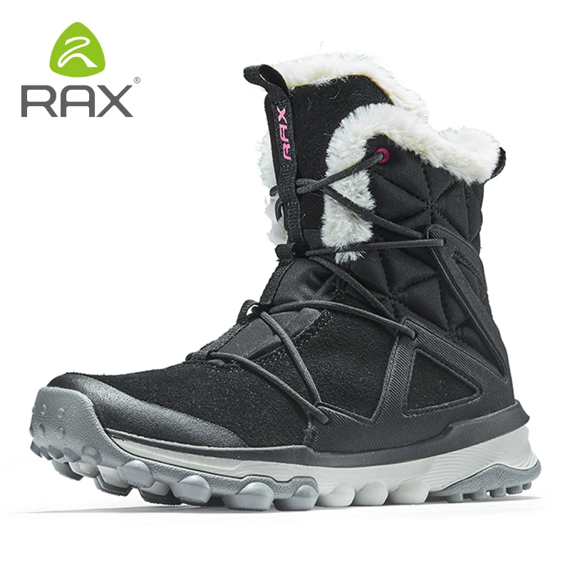 RAX zapatos de senderismo para mujer, las últimas botas de nieve, zapatillas antideslizantes, forro de felpa, Botas de senderismo de estilo clásico medio-alto para profesionales - imagen 5