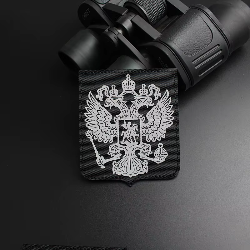 Parches de nailon reflectantes del Rey del cielo ruso, doble cabeza, águila, mensaje de Dios, apliques de insignias adornadas - imagen 2