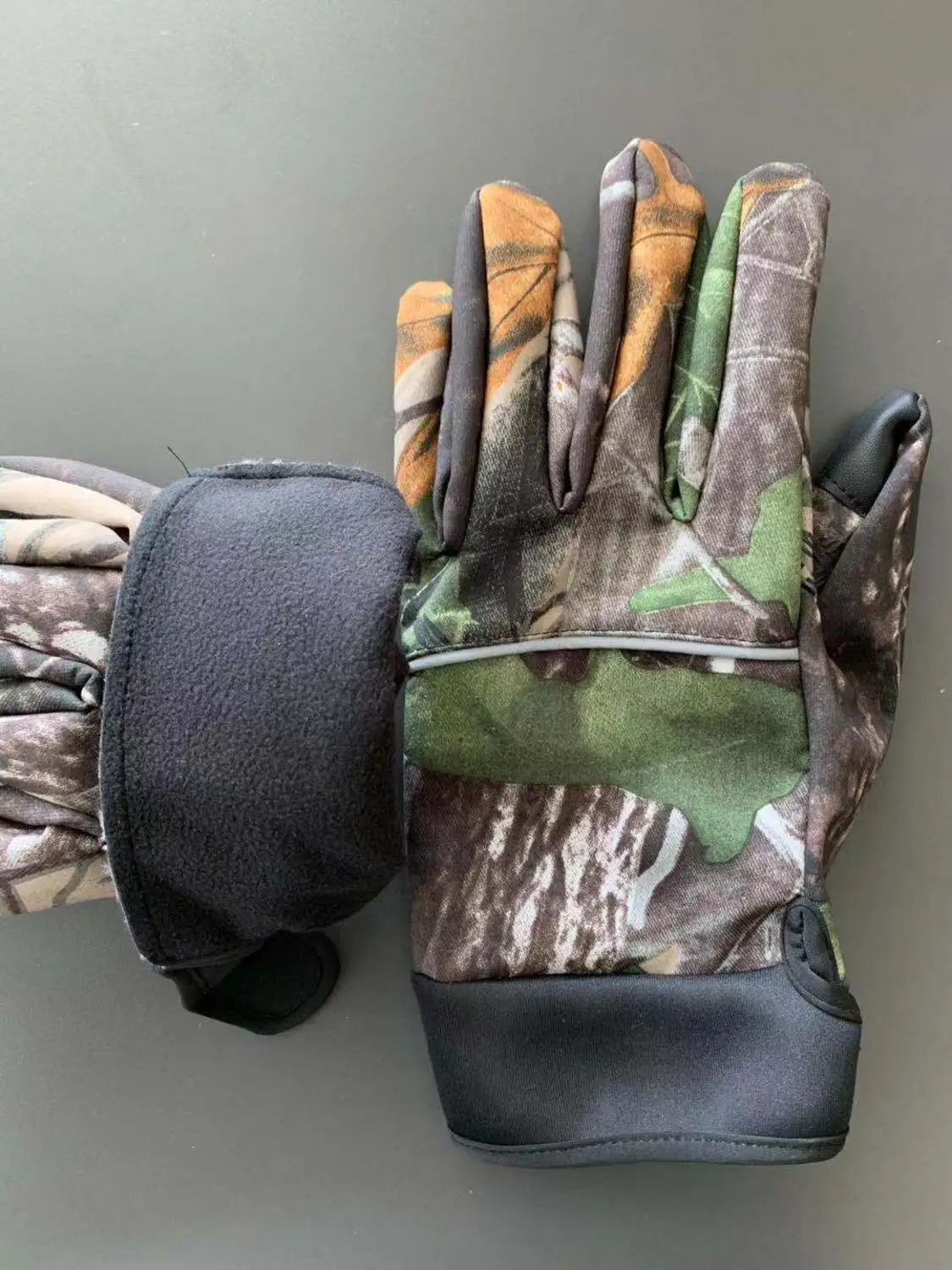 Camo biónico, además de terciopelo cálido guantes de las mujeres de los hombres de otoño e invierno térmica al aire libre antideslizante en caza táctico guantes dedo completo - imagen 2