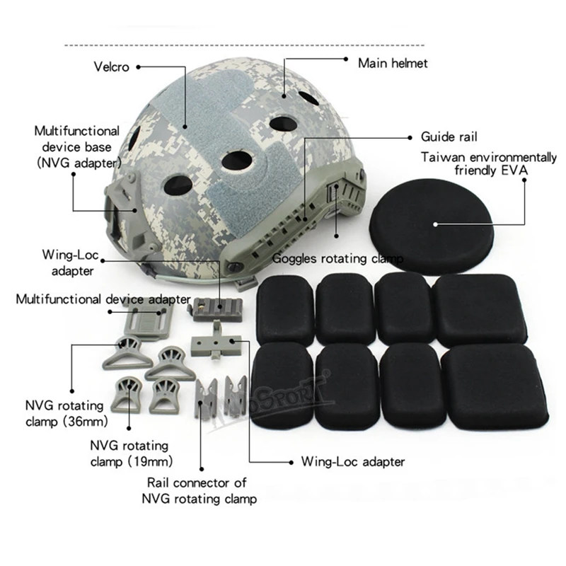 Casco de combate táctico militar, FAST PJ, Airsoft, Paintball, caza, equipo de tiro, casco rápido, Cosplay - imagen 2