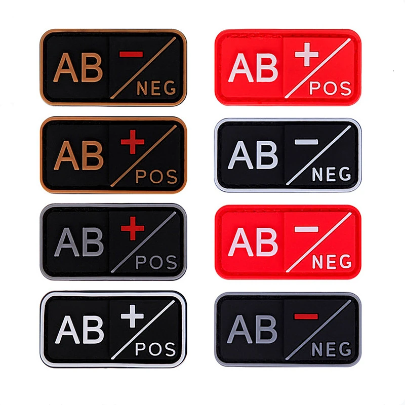 Parches de PVC 3D tipo sangre A + B + AB + O + positivo A- B- AB- O-negativo NEG calcomanías tácticas insignia de goma para decoración de bolsas de ropa - imagen 4