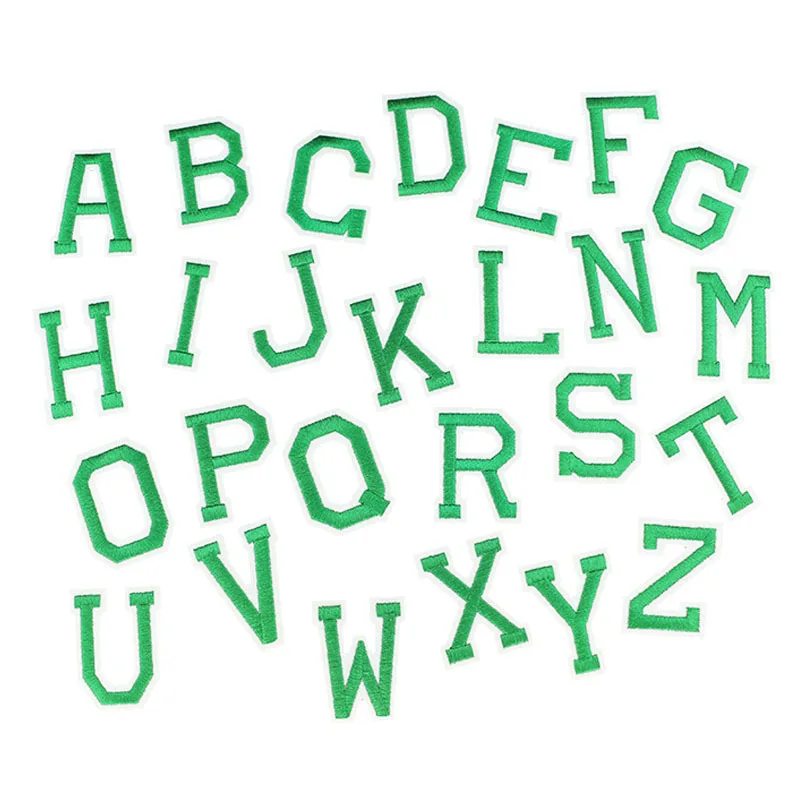 Parche bordado con letras verdes para ropa, bolsa de ropa, pantalones, pegatinas Diy, 26 alfabeto, apliques de decoración para vestido de niños, 5 uds. - imagen 2