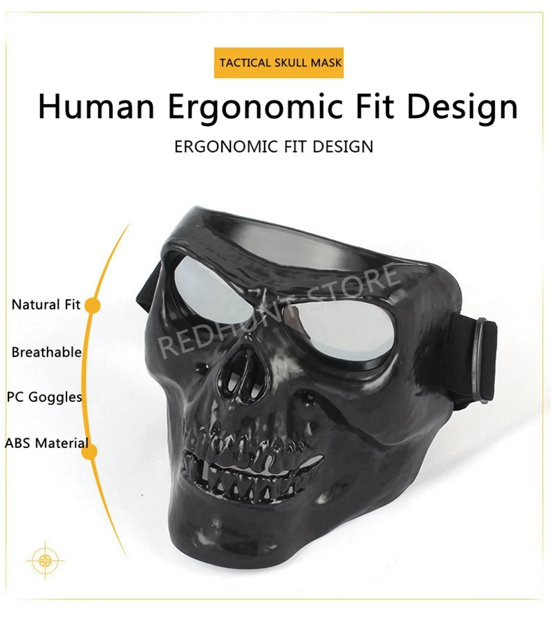 Gafas tácticas militares polarizadas, máscara táctica, Calavera escalofriante, Retro, motocicleta - imagen 5