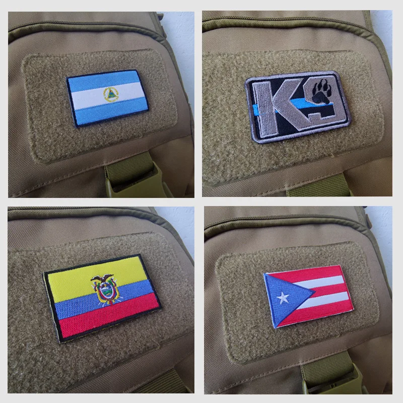 Pegatinas de mochila de Puerto americano Rico, Perú, Bandera de Haiti, bordado, parches de gancho y bucle, accesorios de sombrero táctico al aire libre - imagen 2