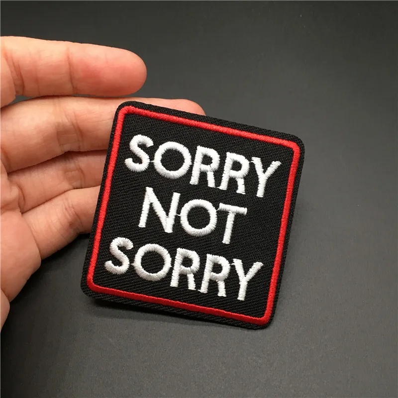 Lo siento no lo siento, parche de hierro DIY en la ropa, insignia, pegatinas de costura, apliques de decoración, rayas bordadas para ropa - imagen 4