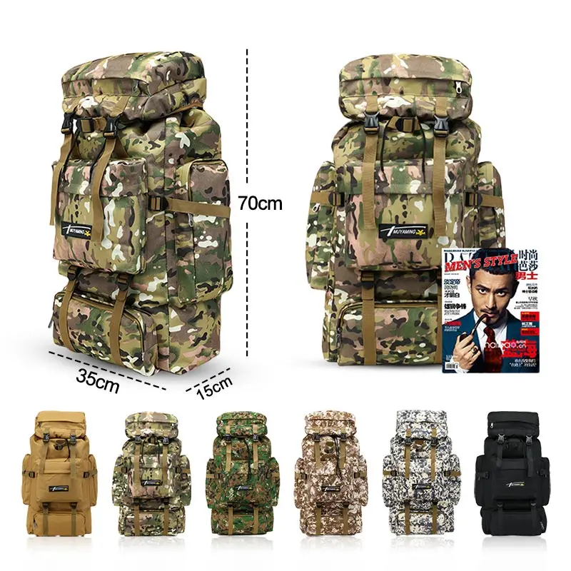 Mochila táctica Molle de 70L para hombre, bolsa de viaje para montañismo, deportes al aire libre, senderismo, caza, Camping - imagen 4