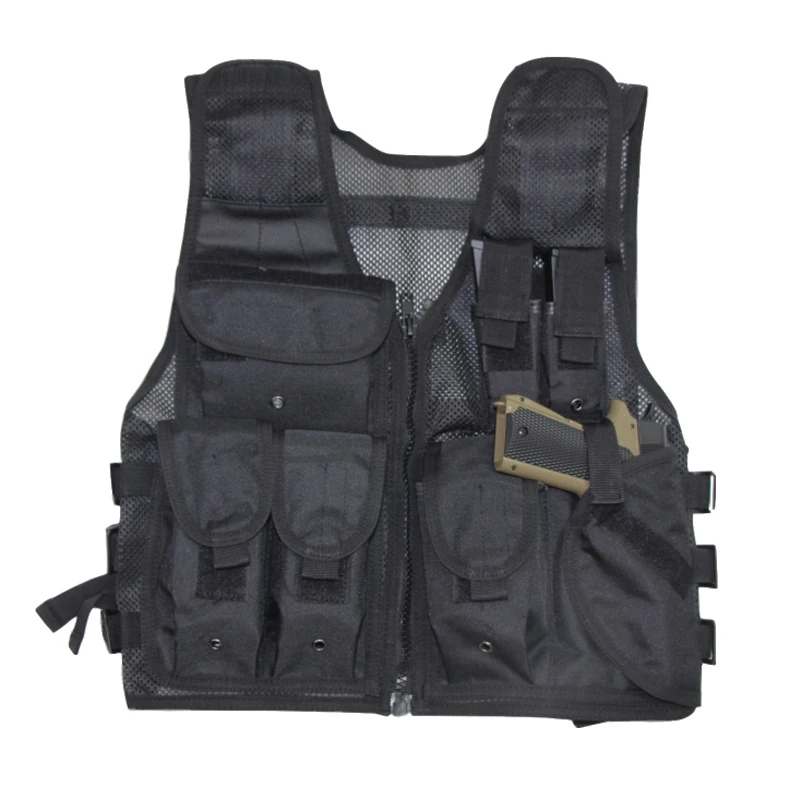 Chaleco táctico de camuflaje para exteriores, chaqueta ligera de malla con cremallera para Airsoft, militar, con múltiples bolsillos, fina, ropa del ejército de caza - imagen 2