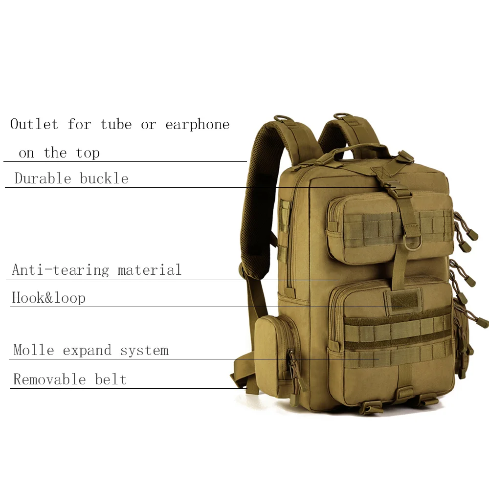 Mochila táctica militar de gran capacidad para hombre, bolsa de asalto de nailon 1000D para exteriores, senderismo, Camping y caza, 30L - imagen 2