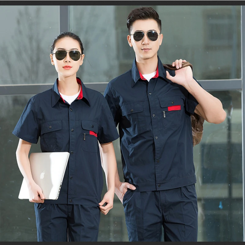 Monos finos de manga corta para trabajadores, uniformes de trabajo resistentes al desgaste, cómodos, transpirables, para Taller de reparación de automóviles - imagen 3