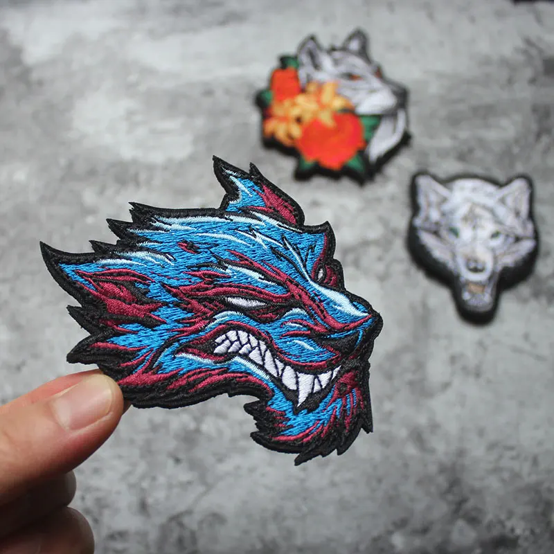 Parches bordados de flores de Lobo, insignia táctica, banda para el brazo, apliques de ropa - imagen 4