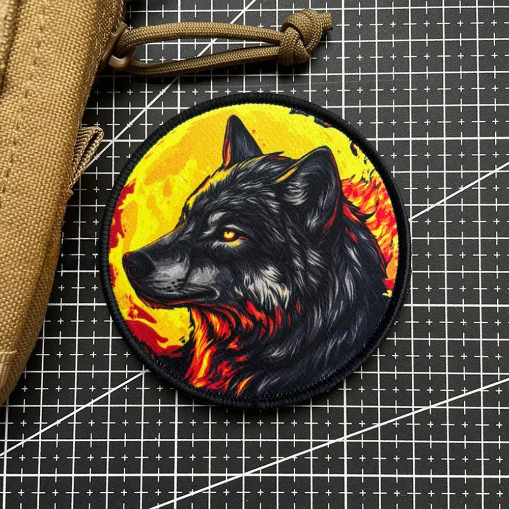 Parche táctico de moral de lobo y llama feroz, parches militares con gancho para accesorios de ropa, chaleco, mochila, pegatinas, apliques - imagen 3
