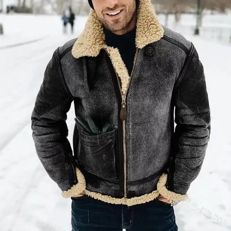 Chaqueta de invierno para motorista con cuello levantado y cremallera - imagen 2