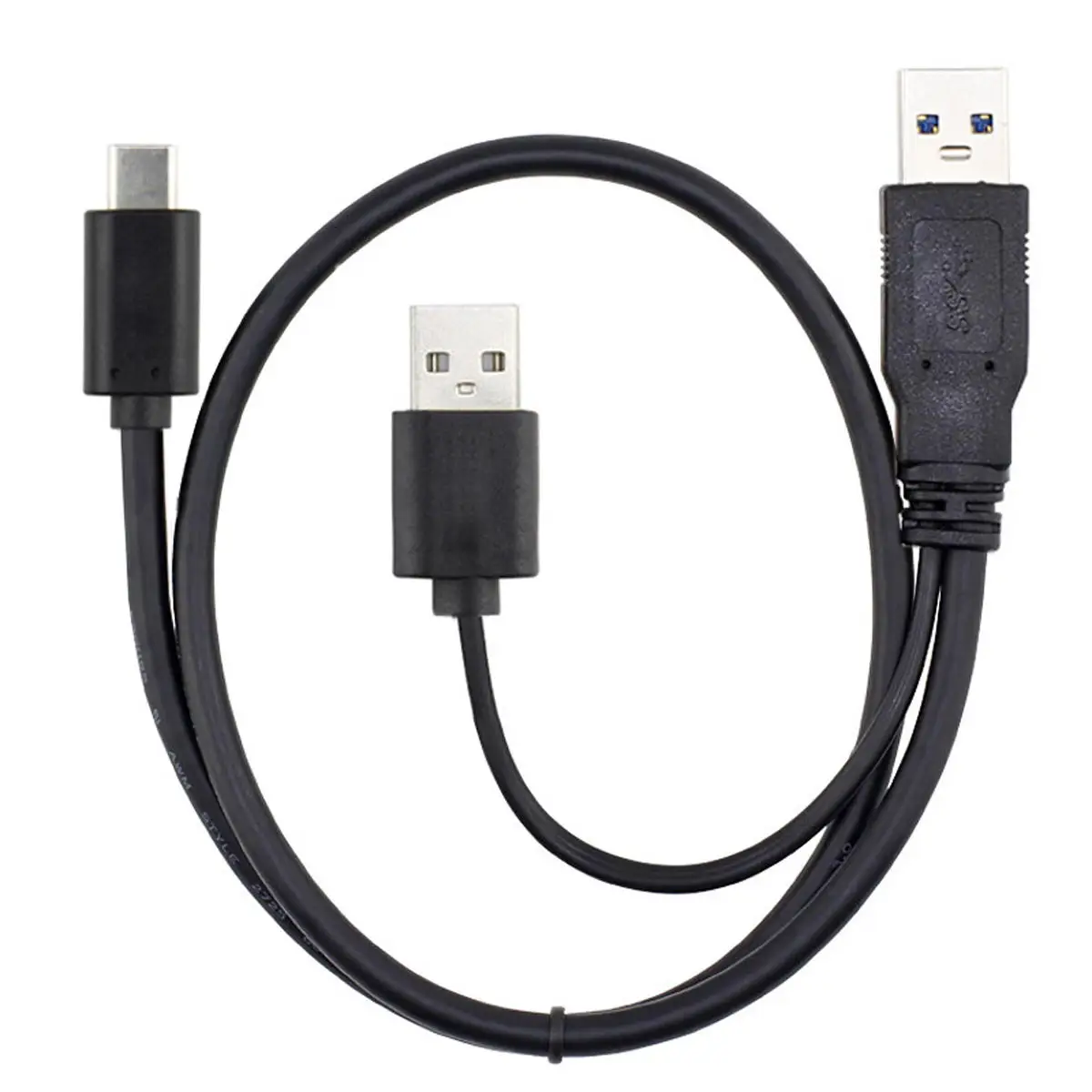 Cable USB 3,0 macho Y USB 2,0 de doble alimentación, Cable de USB-C Y a tipo C para ordenador portátil Y disco duro - imagen 2