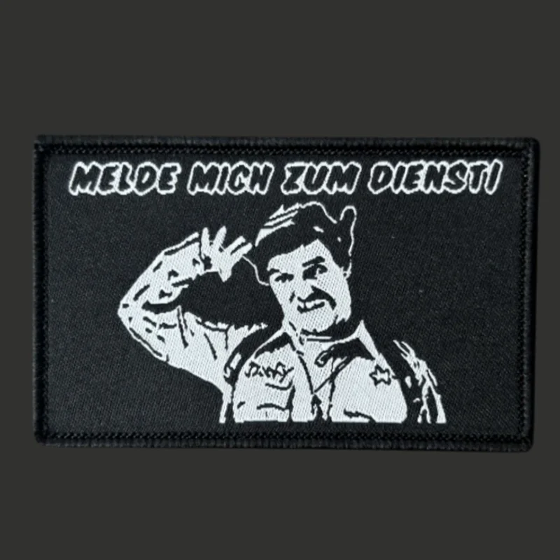 Parche "Melde Mich Zum Dienst", insignia de moral táctica, mochila con gancho y bucle estampado, accesorio de decoración de ropa, brazalete adhesivo - imagen 2