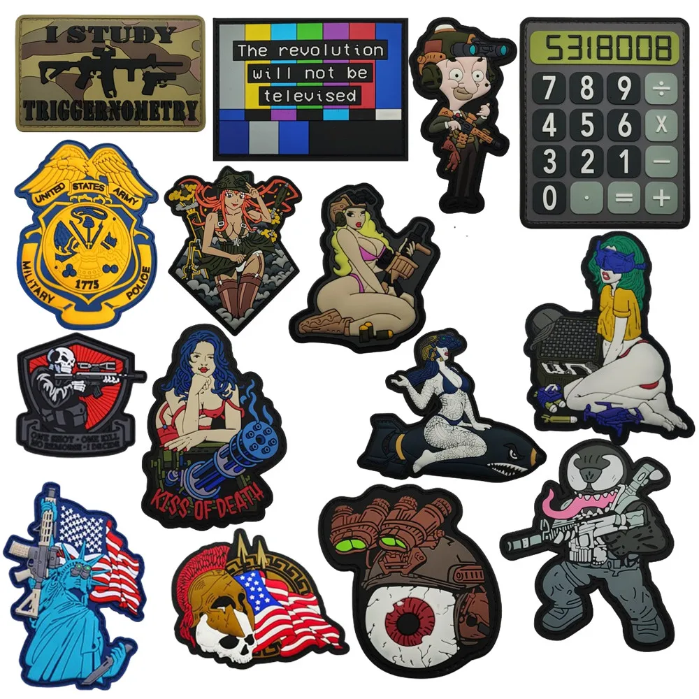 Estoy a TRIGGERNOMETRY hermosa chica beso de la muerte parches de mochila al aire libre de PVC 3D insignias de moral militar táctica con gancho