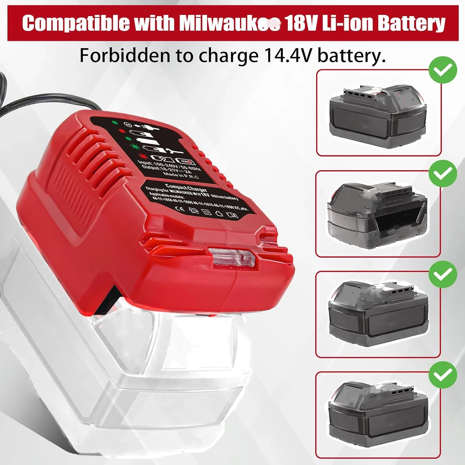 Reemplazo del cargador de batería de litio DC18RC de 18 voltios para batería de iones de litio Makita/Milwaukee/Dewalt de 18V Mini carga compacta - imagen 3