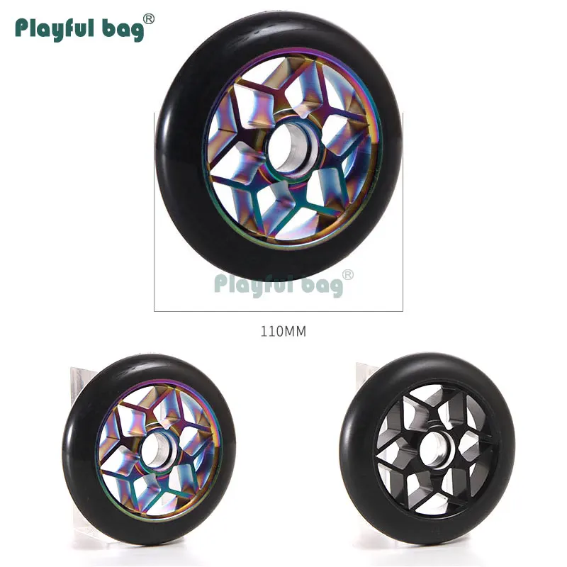 Rueda Hexagonal para patinete, accesorio deportivo para patinaje, resistente al desgaste, núcleo de aluminio, colorido, PU, AMB159, 110MM - imagen 4
