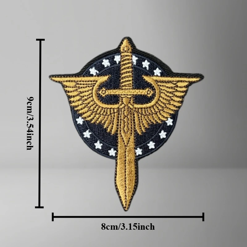Parche táctico bordado alas y espada – insignia militar con velcro - imagen 2