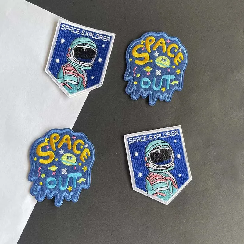 SPACE EXPLORER,SPACE OUT Clothes, parche de tela para niños, apliques bordados de dibujos animados, termocollantes, pegatinas para planchar para ropa - imagen 2