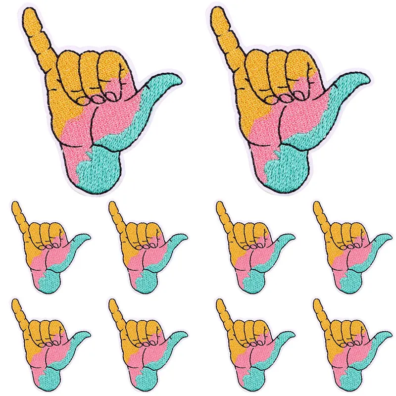 Parches bordados de dibujos animados para planchar en la ropa, pegatinas de letras, flores de gato arcoíris, bricolaje, 10 unids/lote - imagen 5