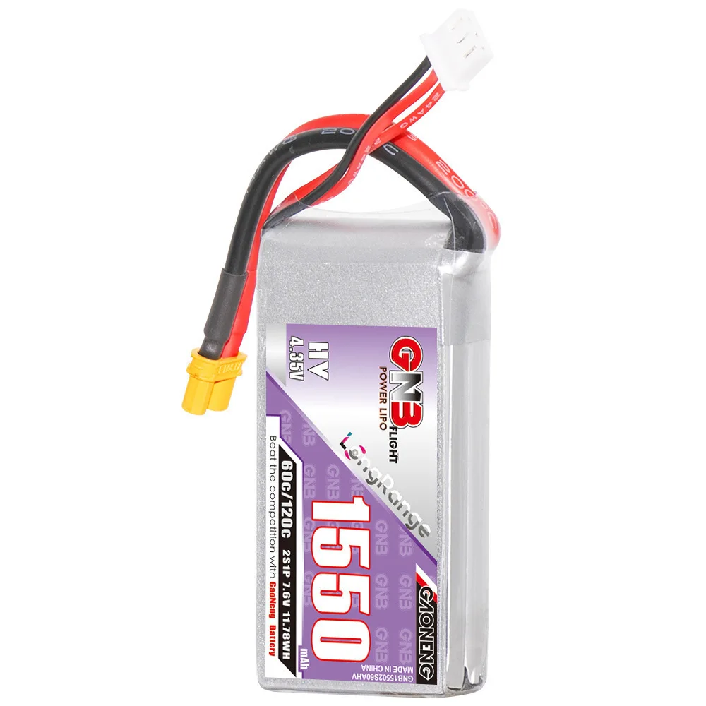 GNB-batería Lipo para coche, camión, Buggy, avión, FPV, Drones, piezas de RC, batería recargable de 1550 V, 2S, 7,6 mAh, HV, 7,6 V, 60C/120C - imagen 5