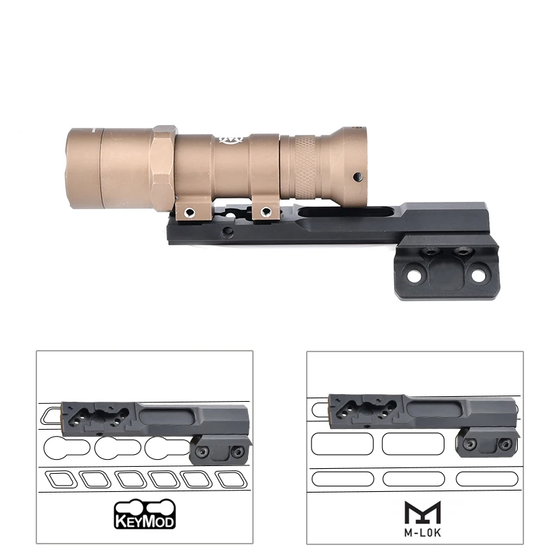 Wadsn Surefir-Base de montaje offset para linterna, accesorios de luz de explorador al aire libre, M300, M600, Airsoft, PIcatiny, Mlok keymod - imagen 5