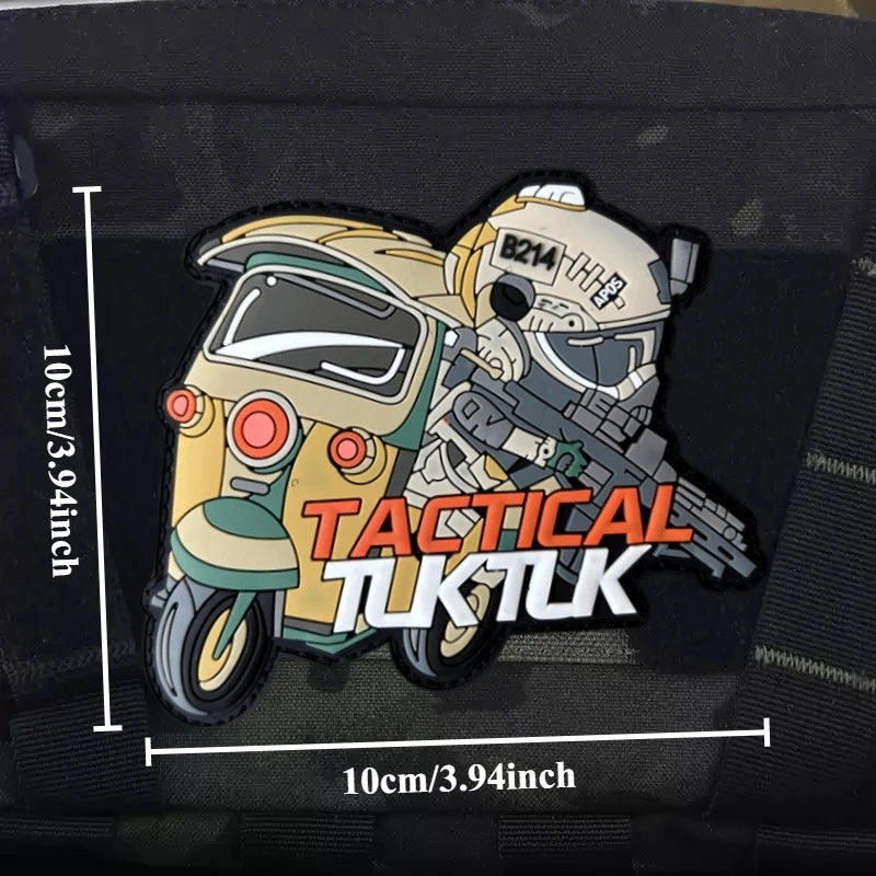 Parche de PVC Tuktuk para ropa, insignia de moral, gancho, parches militares tácticos, pegatina para mochila, brazalete del ejército - imagen 3
