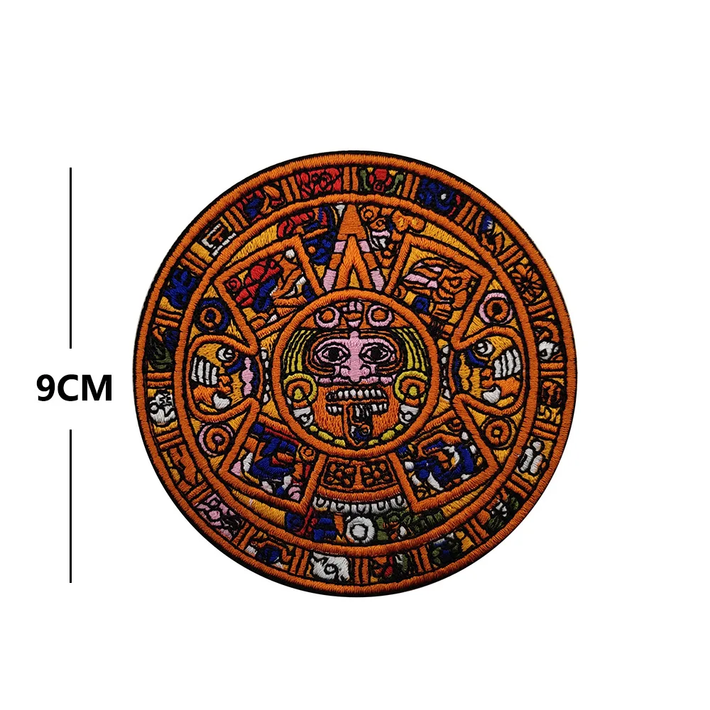 Parche de calendario Mayan bordado azteca, parche mágico de piedra solar, insignia de manga para ropa, chaquetas, mochila, gorra, gancho y bucle - imagen 5