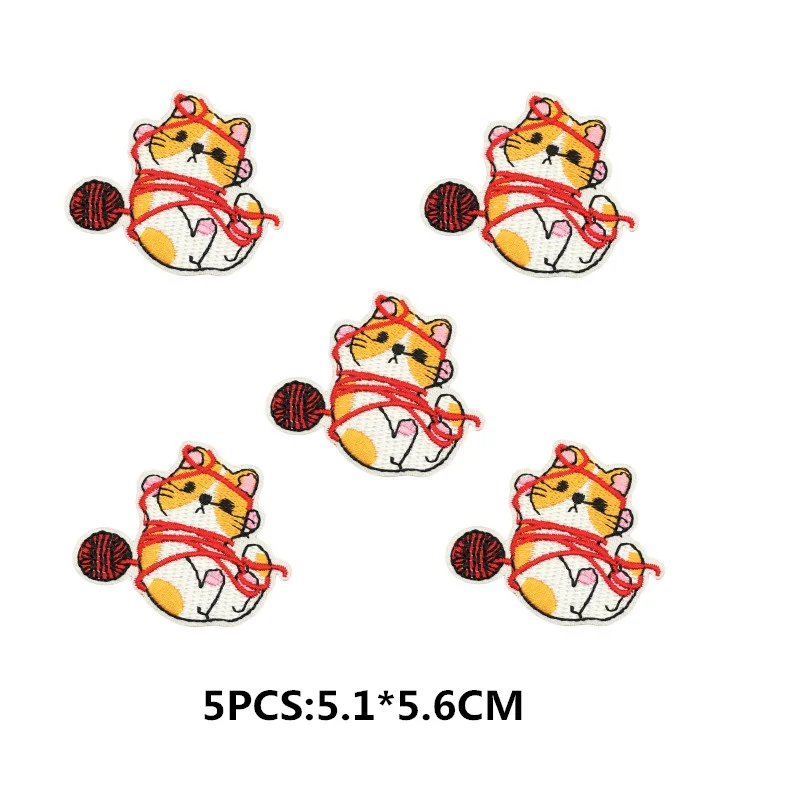 Parche bordado de gato lindo, apliques de arcoíris, parches para planchar en la ropa, insignia de Anime, pegatina para ropa, 5 uds./lote - imagen 3