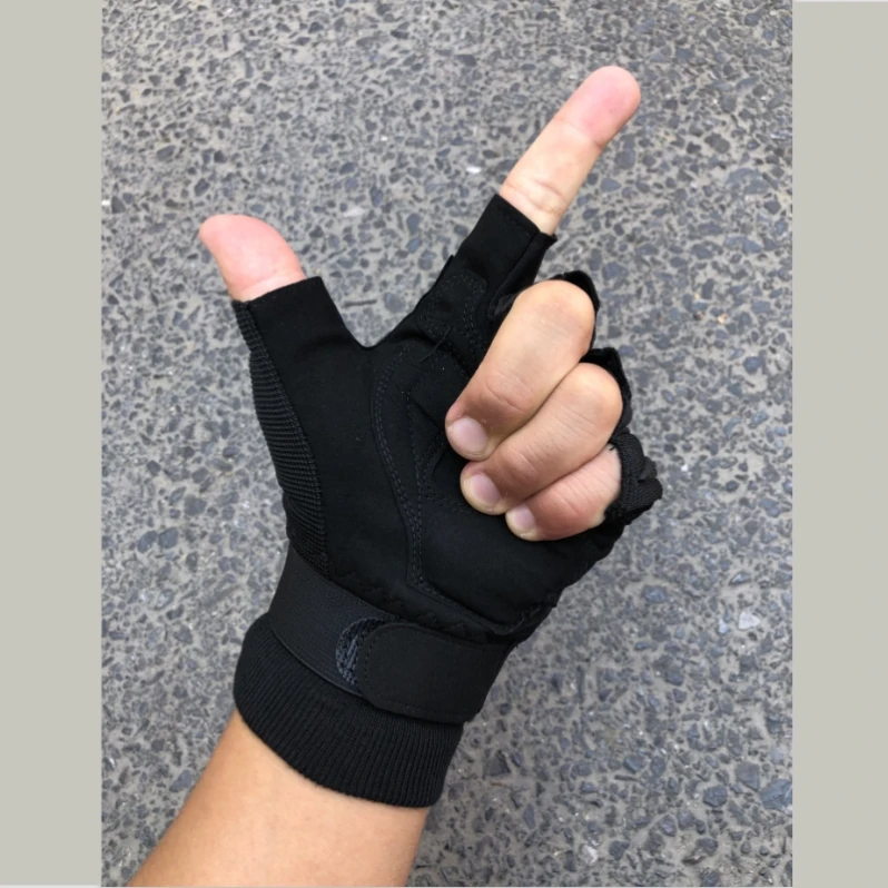 Guantes tácticos antideslizantes de medio dedo para entrenamiento al aire libre, sistema negro, escalada, novedad - imagen 5