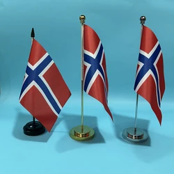 BANDERA DE SKY Bandera de escritorio de oficina Bandera de Noruega 14x21 cm poliéster Noruega Norselan Bandera nacional País Banner Adornos de escritorio Banderas