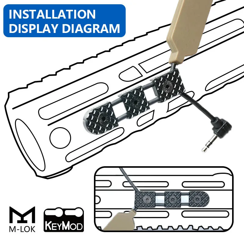 Keymod-interruptor de presión táctico de M-LOK, sistema de guía de Cable, gestión de cables, accesorios de caza, ajuste de linterna, DBAL, PEQ, 3 unidades por juego - imagen 3