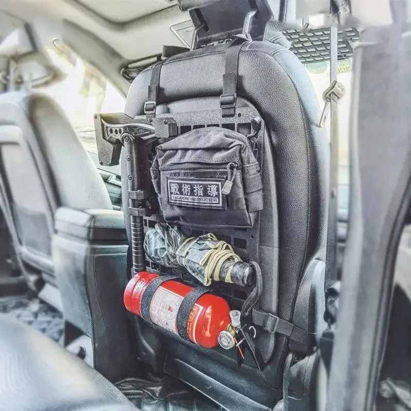 Organizador de respaldo de asiento de vehículos, paneles tácticos Molle para almacenamiento Modular, accesorios interiores de plástico ABS para coche, correa de cinta Molle - imagen 3