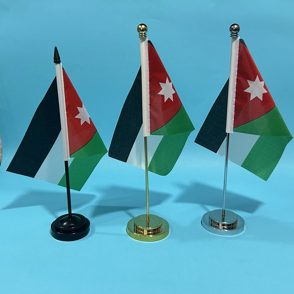 Bandera de la SKY, bandera de escritorio de oficina de la bandera de Jordan, 14x21cm, bandera nacional de Jordan de poliéster para adornos de escritorio, banderas - imagen 2