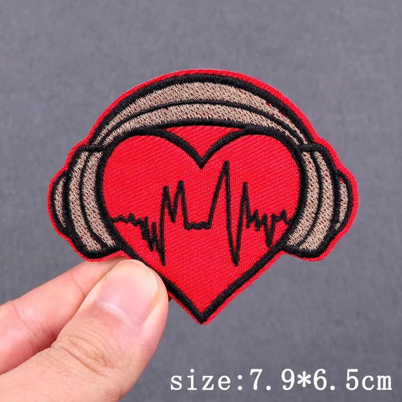 Parche bordado de cerebro de amor, parches termoadhesivos con forma de corazón y beso para ropa, pegatinas de parche de Hip Hop - imagen 5