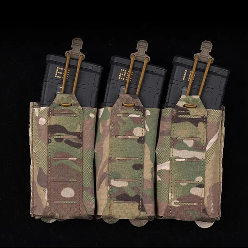 Bolsa táctica Molle Triple para revistas, ligera, 556 762, soporte elástico para Rifle de tiro, chaleco de caza, Panel frontal, equipo Airsoft - imagen 2