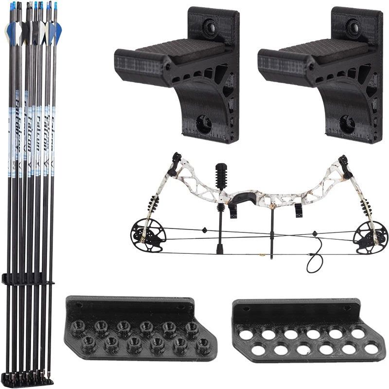 Estante de arco montado en la pared, soporte para flecha, arco recurvo/compuesto, soporte para arco largo, colgador de exhibición de flechas, accesorios universales de tiro con arco - imagen 2