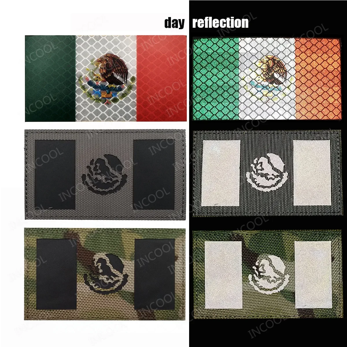 Parches bordados de la bandera de México, infrarrojos reflectantes, aplique mexicano, PVC, brazalete de goma, parche para bolsa de ropa - imagen 2