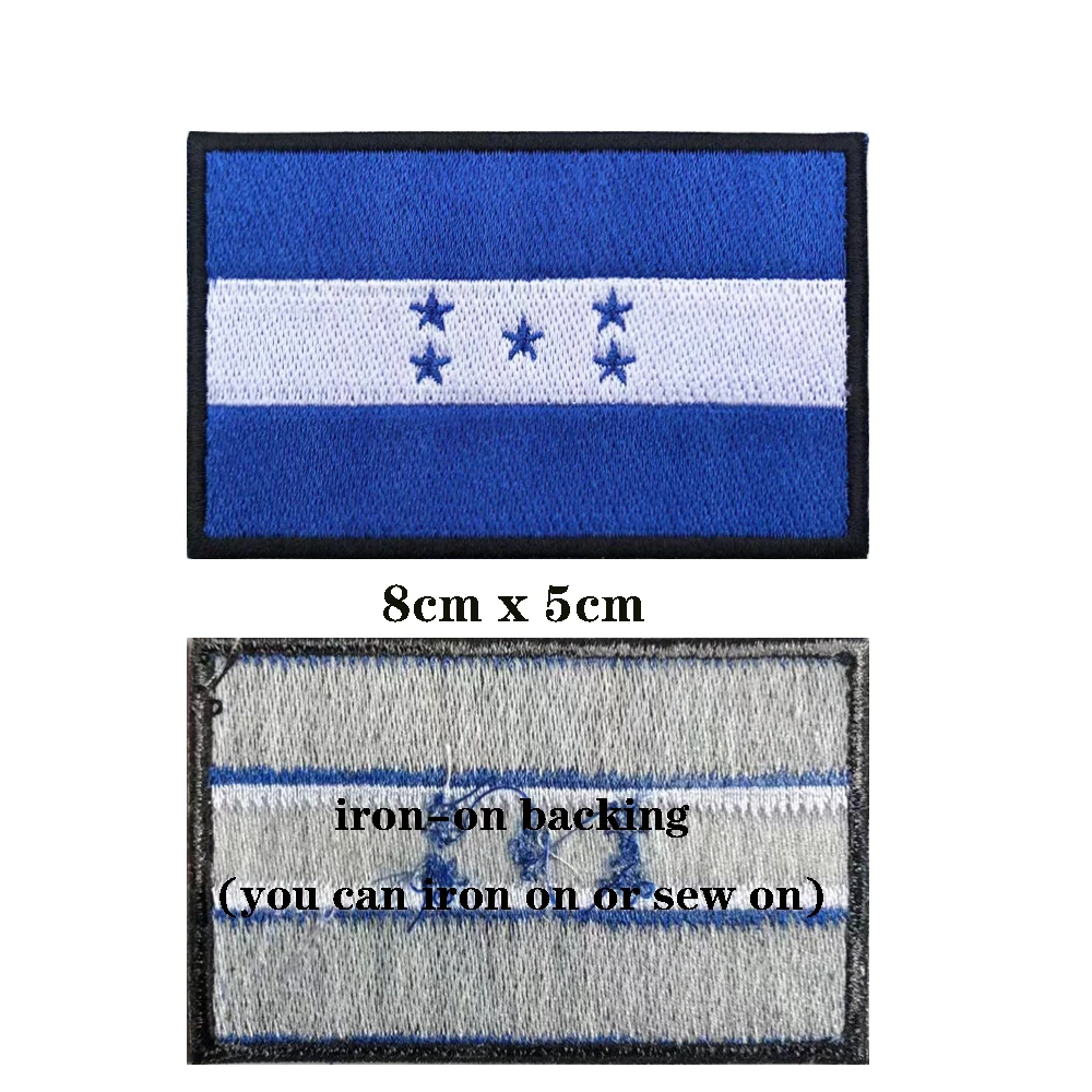 Parches de bandera de Honduras para brazalete, parche bordado con gancho y bucle o plancha, insignia bordada, raya militar, 1 ud. - imagen 2