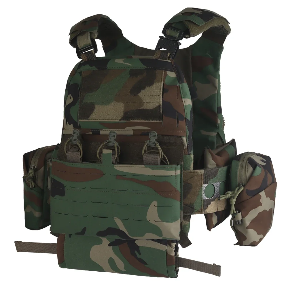 Chaleco táctico Portaplacas estilo Ferro V5 FCPC Tiger Stripes con bolsillos laterales, bolsa triple para revistas, rollo 1 bolsa para traumatismos IFAK - imagen 3