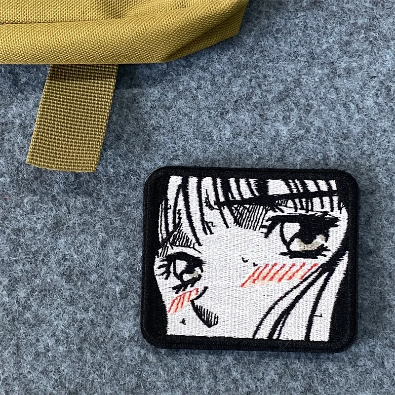 Parche con estampado de Anime para niña, insignia bordada de ojos blandos de dibujos animados, apliques para ropa, gancho y lazo, parches para mochila, brazalete - imagen 2