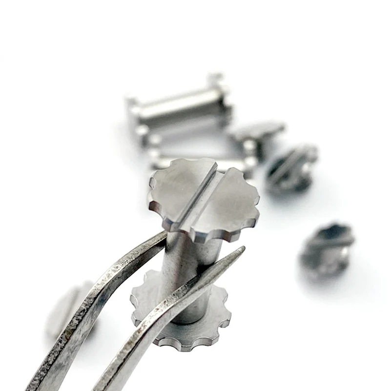 12 unids/lote de mango de cuchillo estilo Shirogorov de acero inoxidable M4 pares de tornillos de bloqueo remaches sujetador de perno de uñas DIY parte