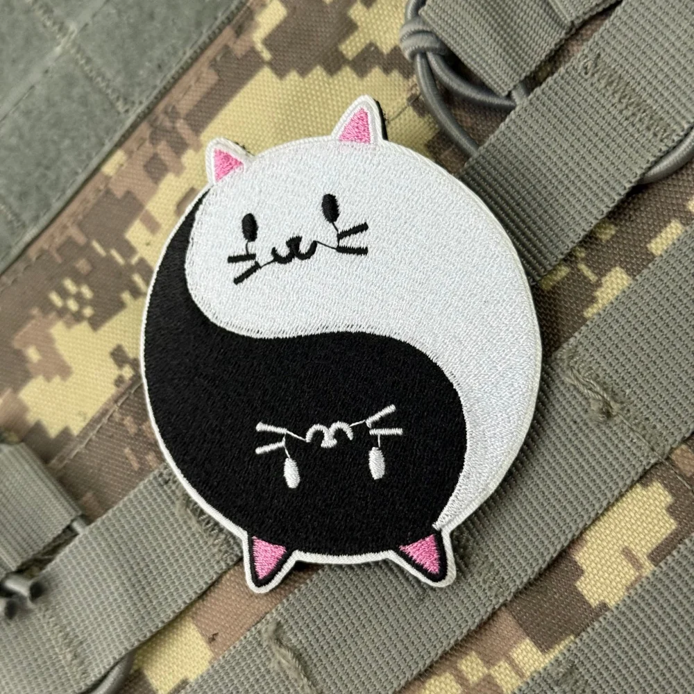 Parche de gato bebé Yin y Yang "Finally Home", parches impresos personalizados de moral divertida, gancho militar táctico, pegatina de bandera para mochila - imagen 4
