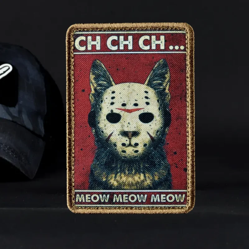Parche de gato Meow para ropa, máscara de Terror, emblema de gancho y bucle impreso de gato, insignia de moral del ejército militar, brazalete, bolsa táctica, accesorios - imagen 5