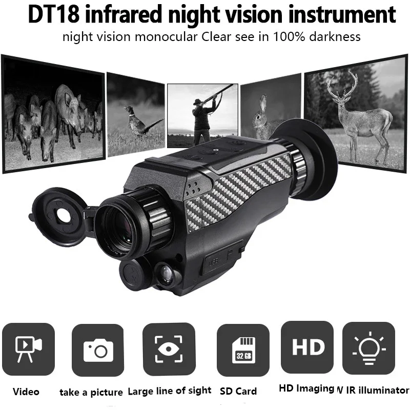 Monocular de visión nocturna con Zoom Digital 8X, telescopio Digital nocturno infrarrojo para exteriores, día y noche, alcance de 200m para caza y Camping - imagen 2