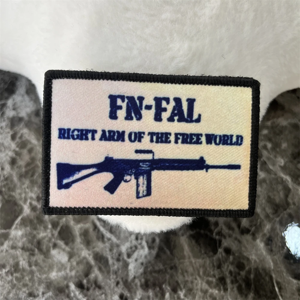 FN FAL-Parches de insignia de Moral del brazo derecho del mundo libre, brazalete táctico del ejército militar, pegatina de mochila con estampado de gancho y bucle - imagen 4