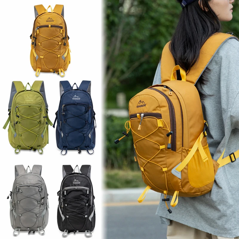 Mochila de viaje para senderismo al aire libre para hombres y mujeres, deporte, escalada, ciclismo, senderismo, mochila con cordón, bolsa reflectante para entrenamiento y correr - imagen 2