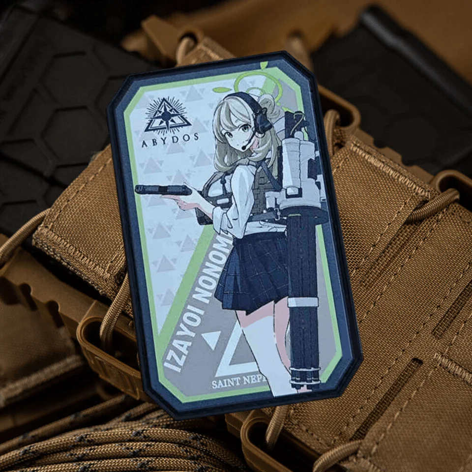 Parche táctico de archivo azul, insignia de moral de chica de arma militar, brazalete Yae Palace, parches de gancho y bucle impresos, pegatina para mochila de ropa - imagen 2